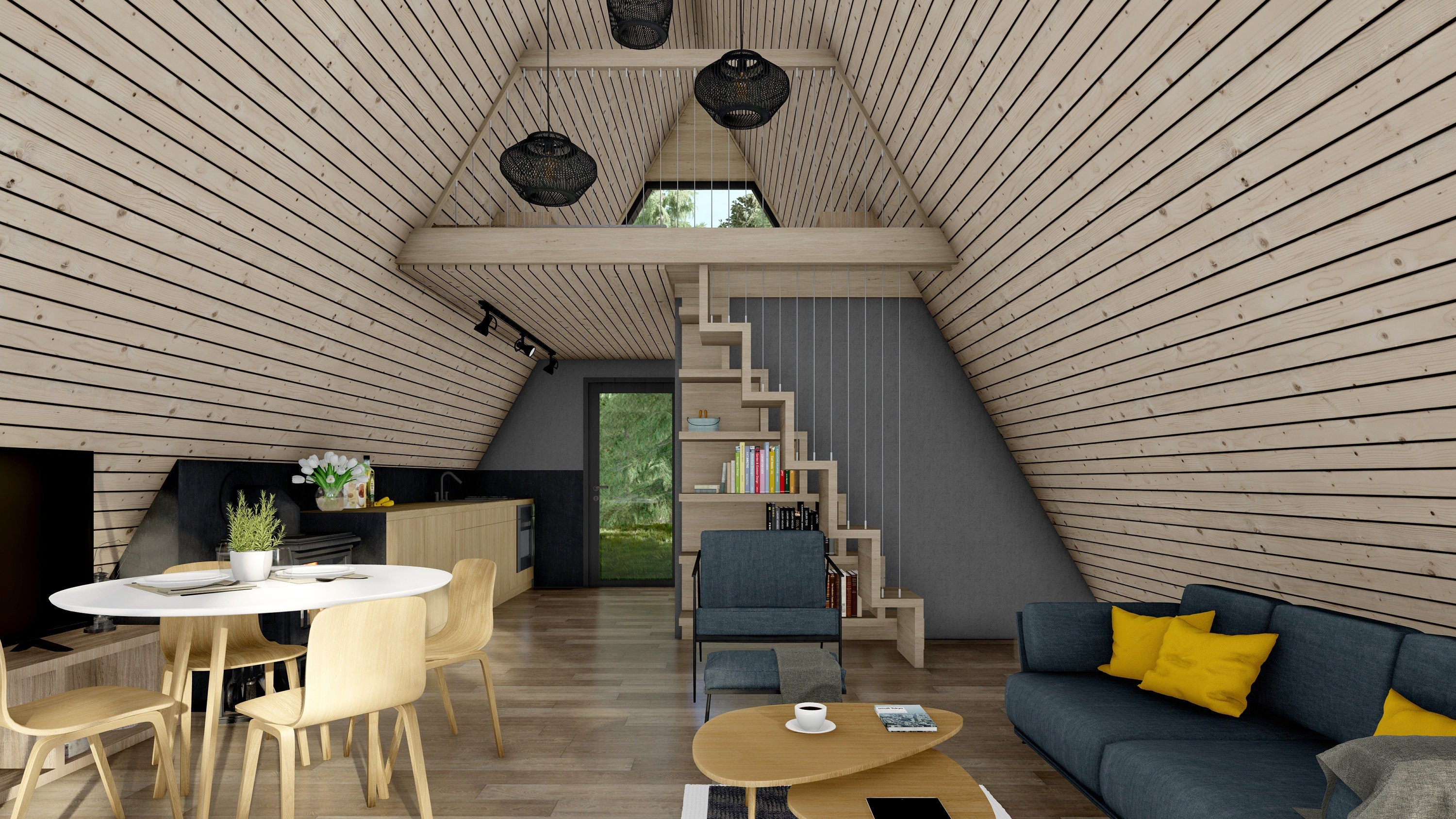 Proiect A-frame  - 6.5 x 8.6m- 2 dormitoare