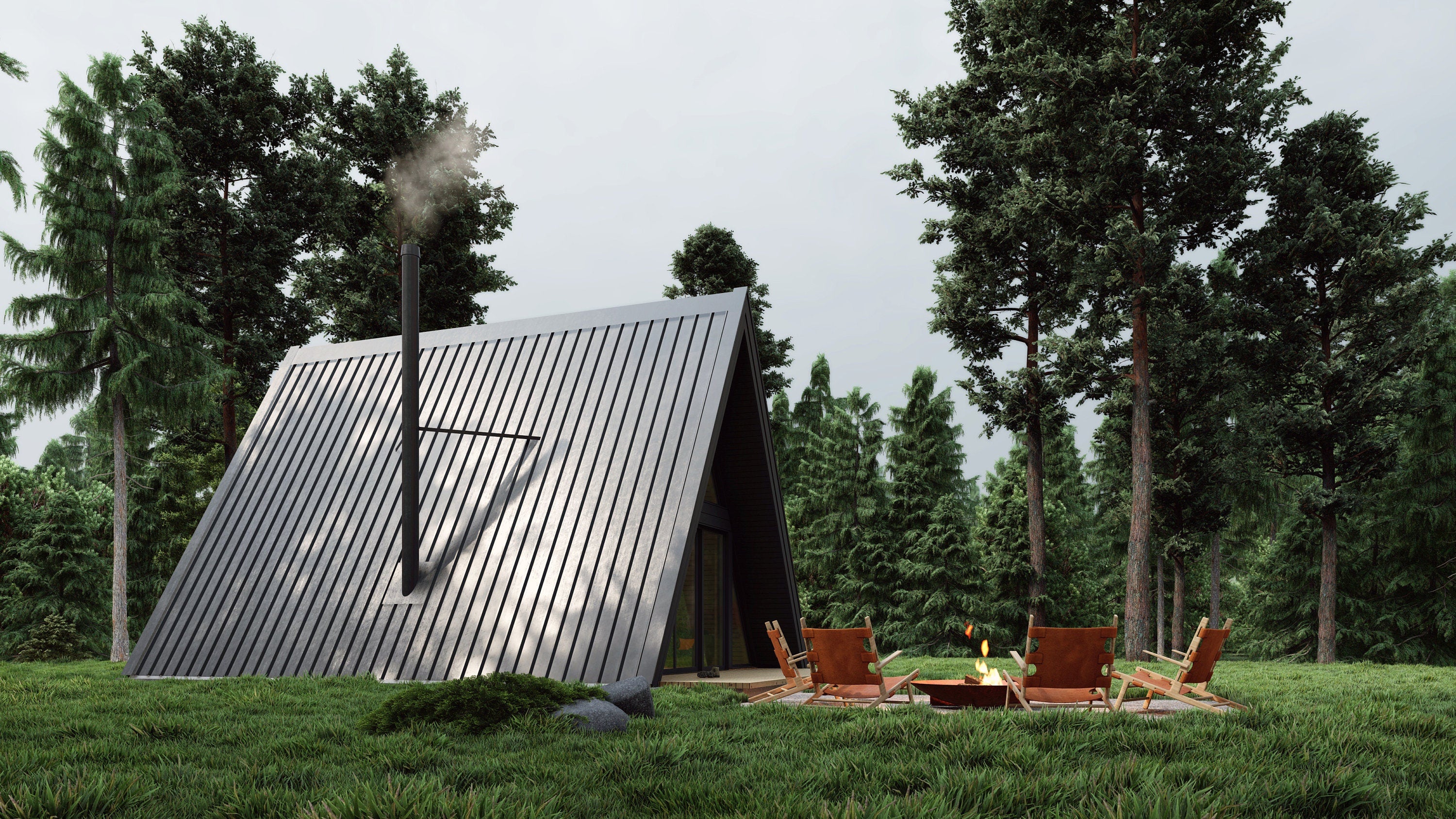 Proiect A-frame  - 6.5 x 8.6m- 2 dormitoare