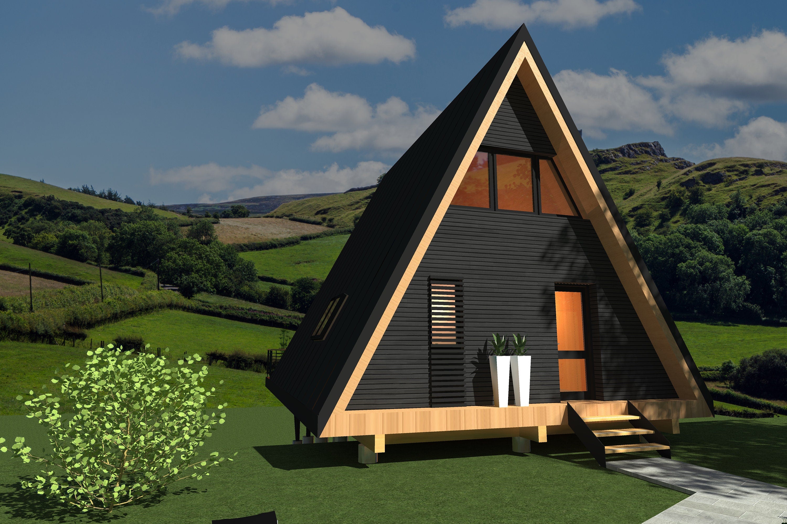 Proiect A Frame  – Modern Timber Frame Design (DWG, PDF)