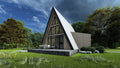 Proiect A Frame- Plan Arhitectura , 2 dormitoare  (PDF & DWG)