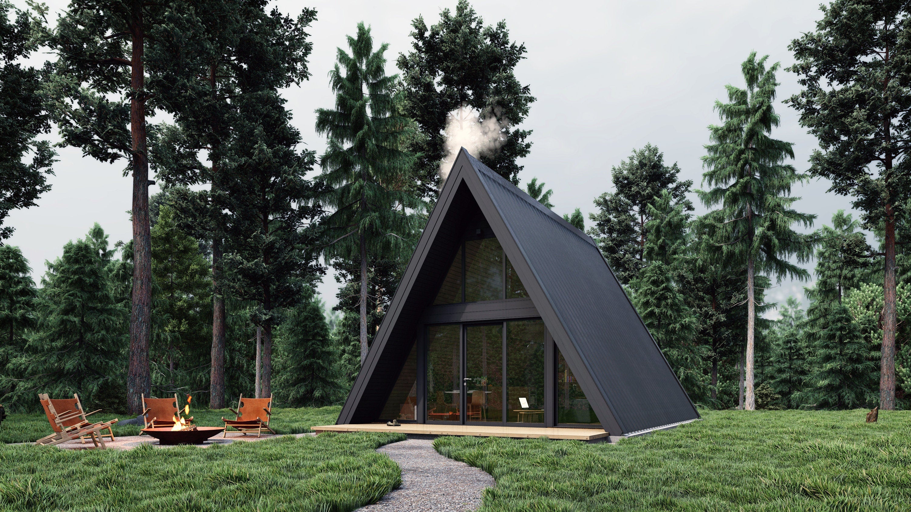 Proiect A-frame  - 6.5 x 8.6m- 2 dormitoare