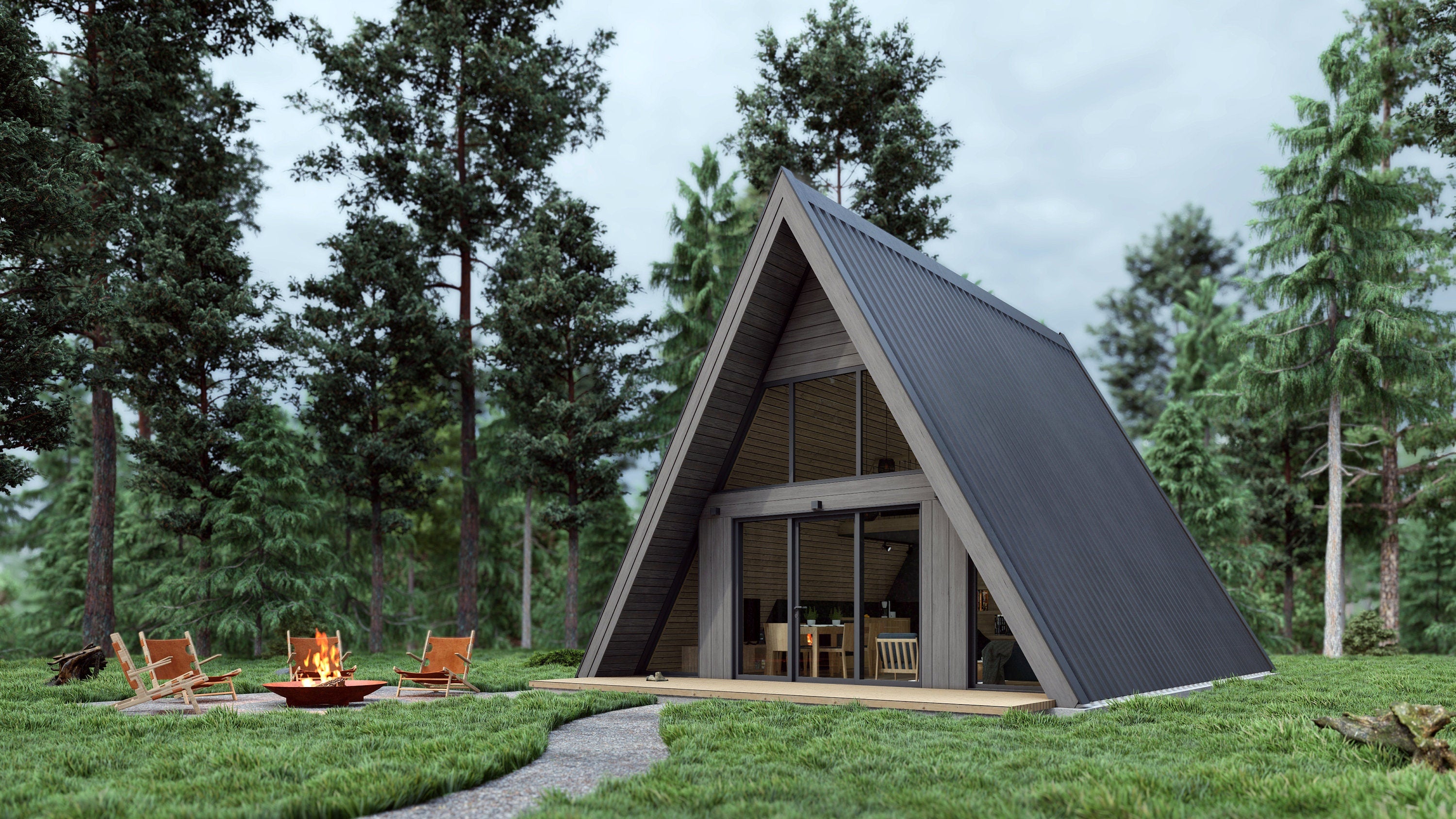 Proiect A Frame  – Timber Frame - Planuri Arhitectura -7.45m x 9.5m