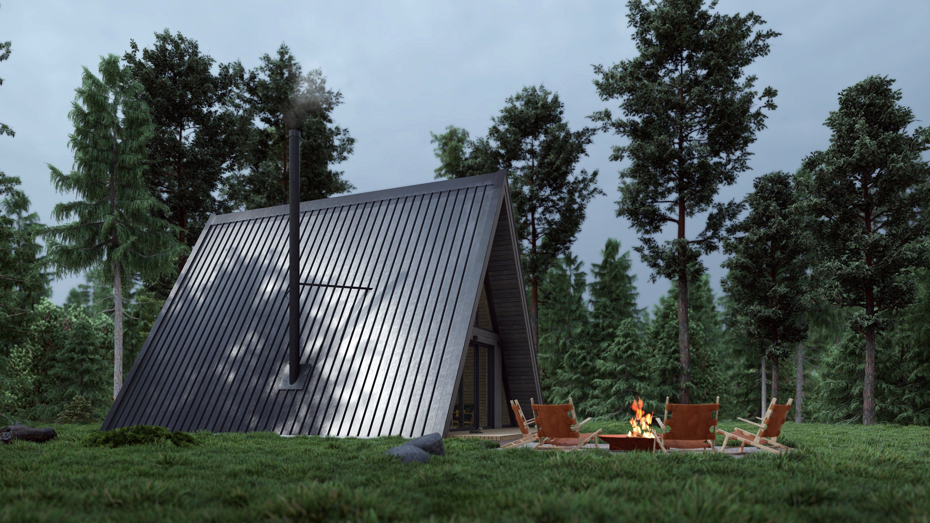 Proiect A Frame  – Timber Frame - Planuri Arhitectura -7.45m x 9.5m