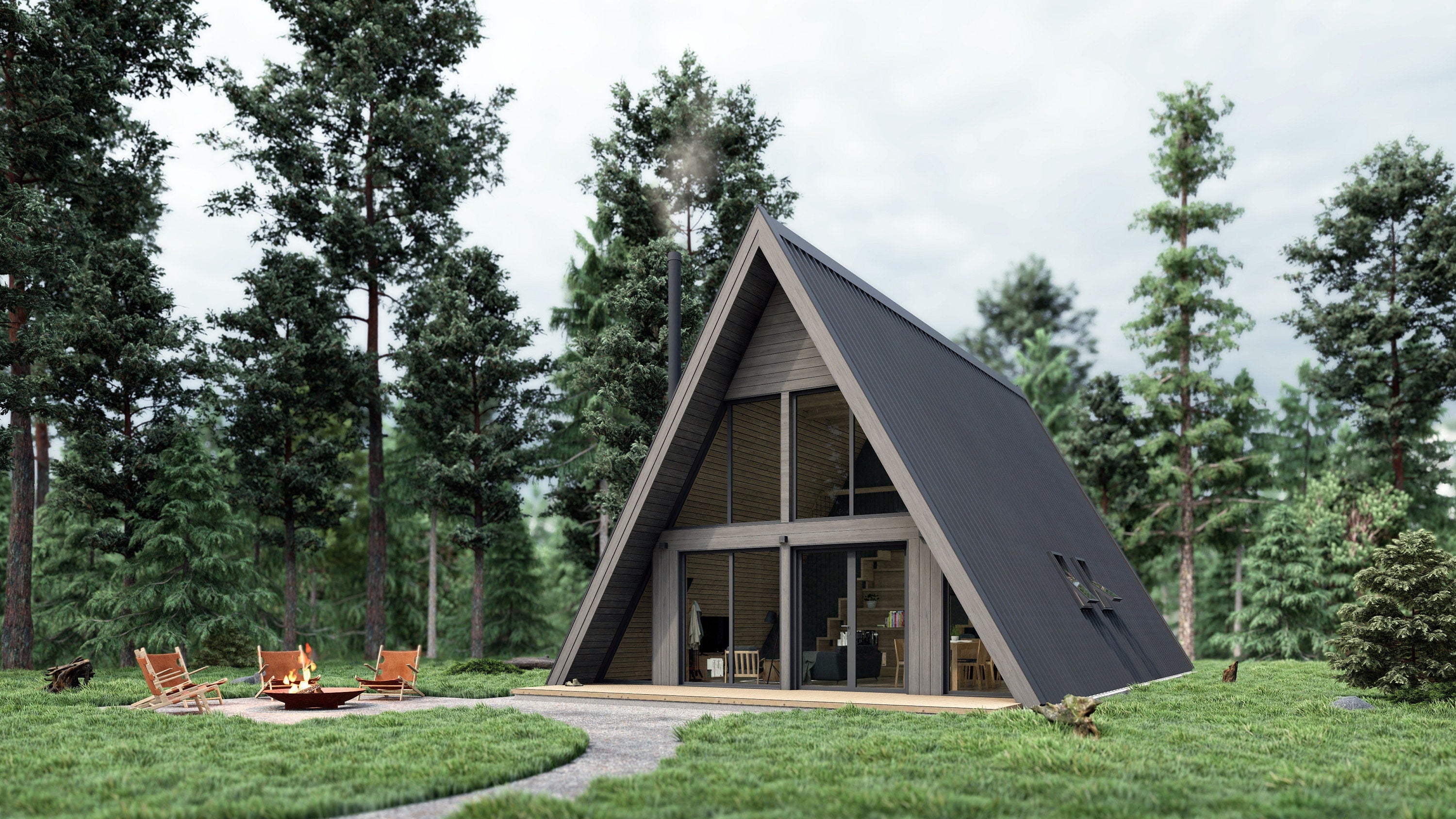 Proiect A Frame  – Plan arhitectura si structura - 8.45x13.65m