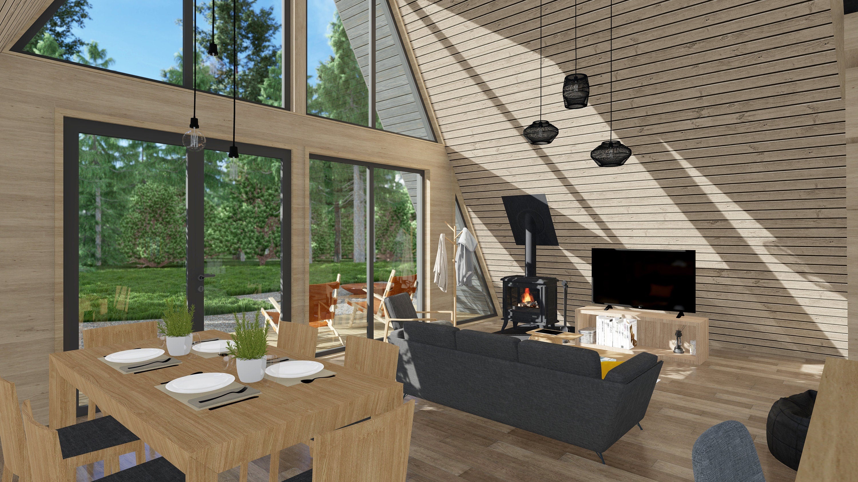 Proiect A Frame  – Plan arhitectura si structura - 8.45x13.65m