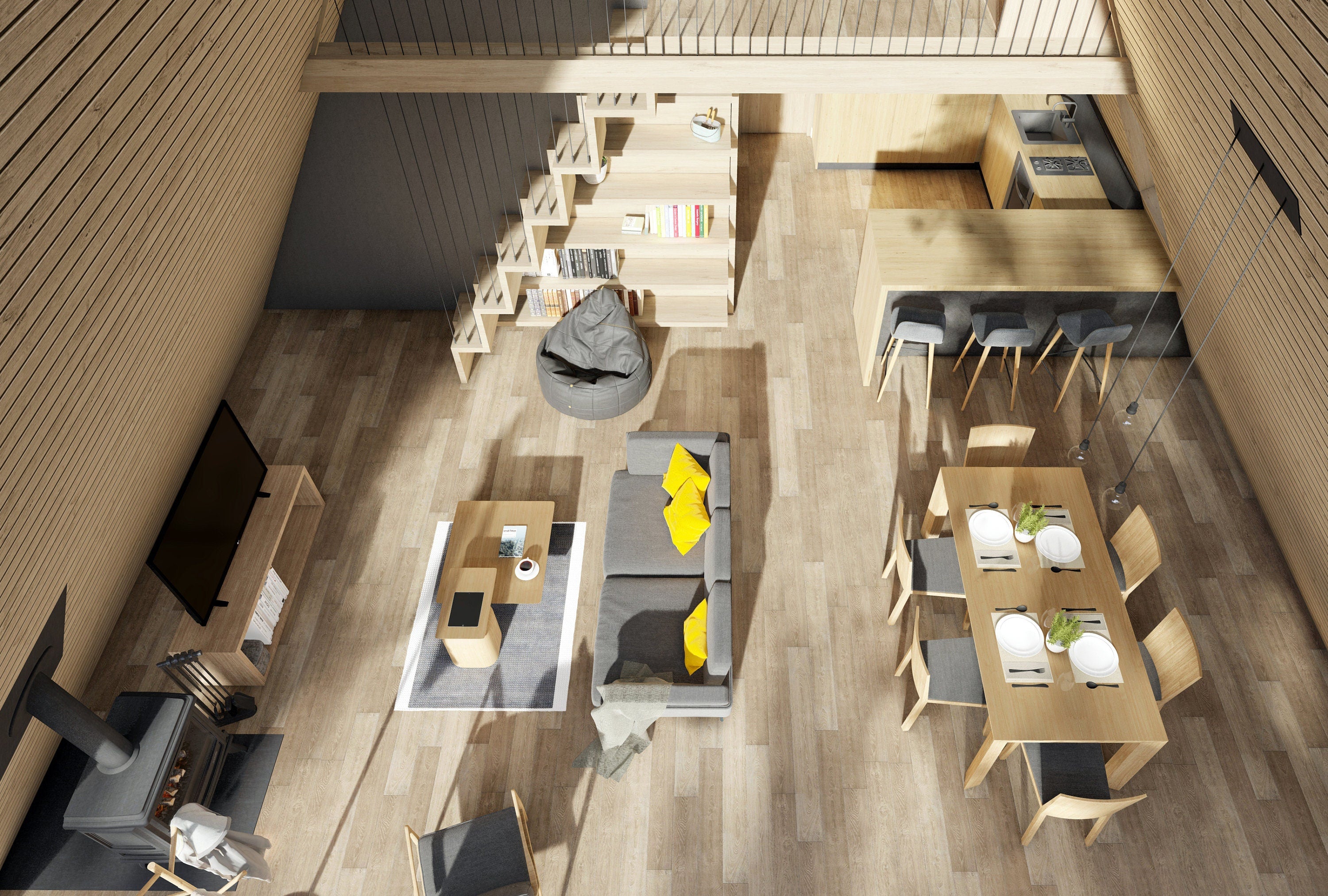 Proiect A Frame  – Plan arhitectura si structura - 8.45x13.65m