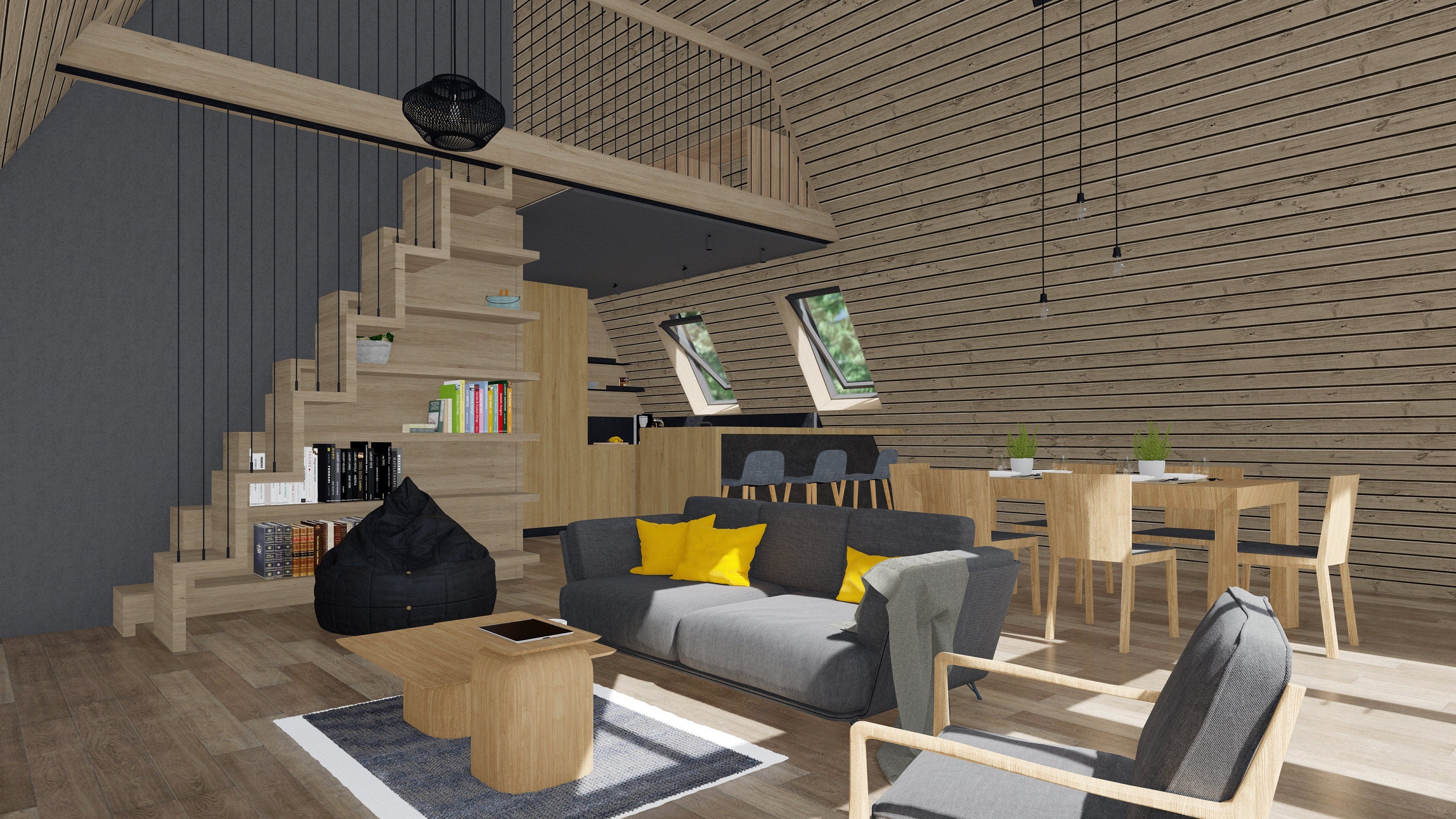 Proiect A Frame  – Plan arhitectura si structura - 8.45x13.65m