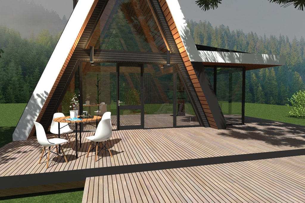 Proiect A Frame  – Timber Frame, 2 Dormitoare cu Extensie