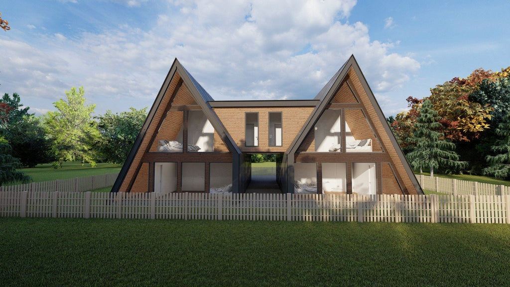 Proiect A Frame Duplex  - 17 X 11 m  - Planuri Arhitectura