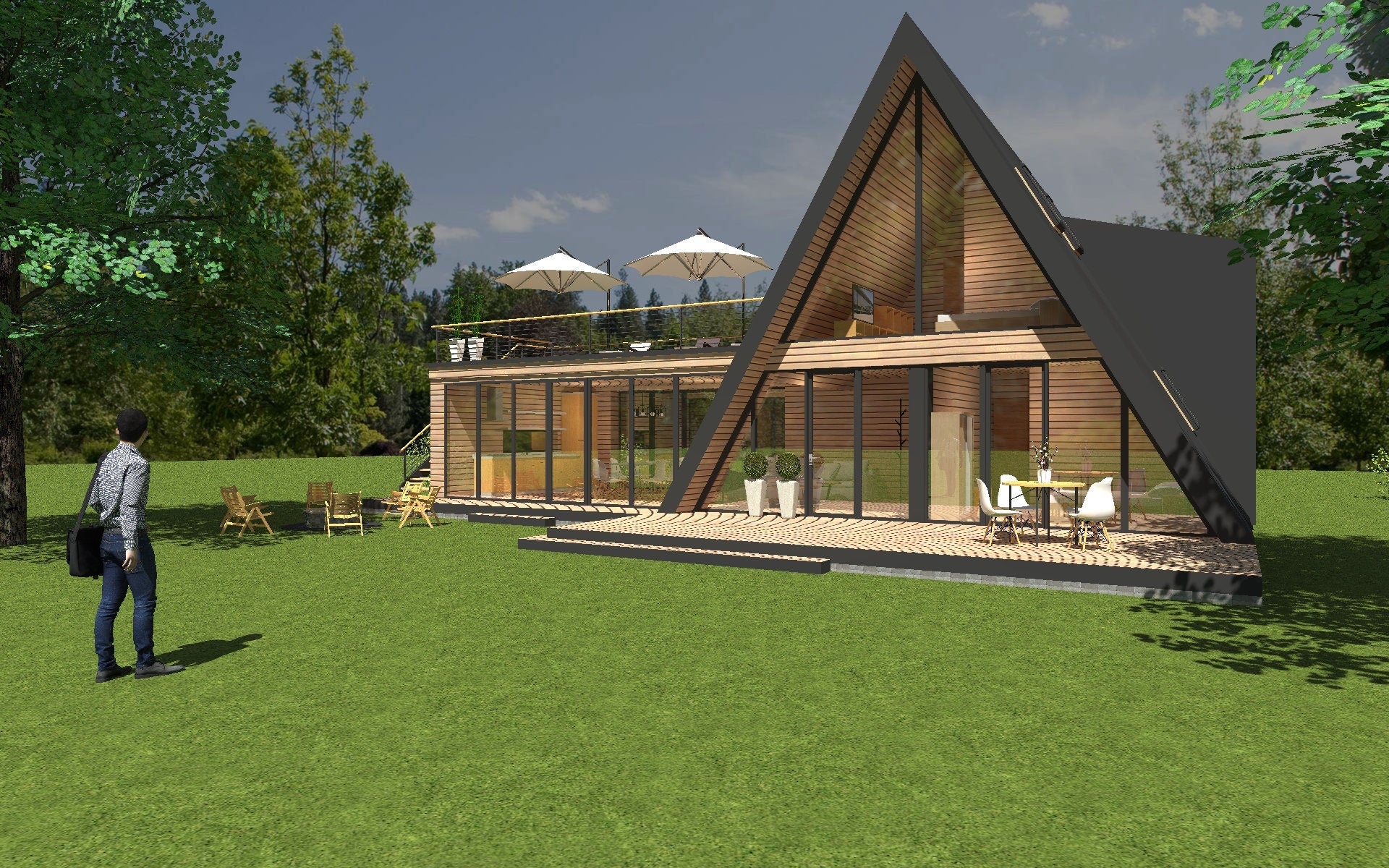 Proiect A Frame  – 15.5 x 13m,  Timber Frame , Plan (PDF )