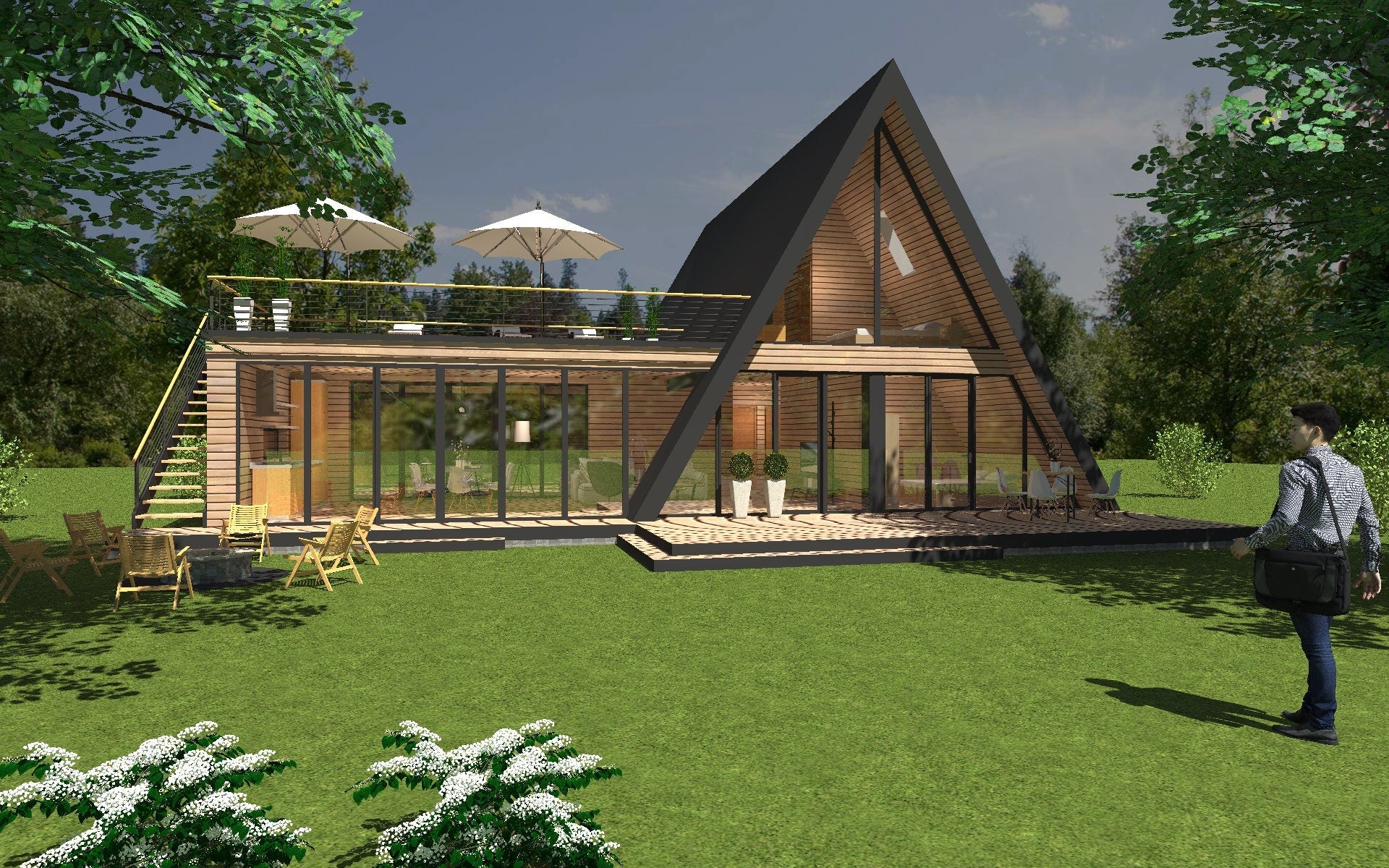 Proiect A Frame  – 15.5 x 13m,  Timber Frame , Plan (PDF )