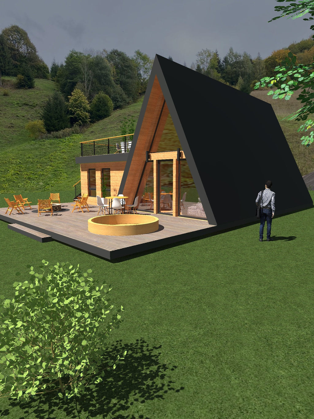 Proiect A Frame - Plan Arhitectura  - 11 x 11 meters