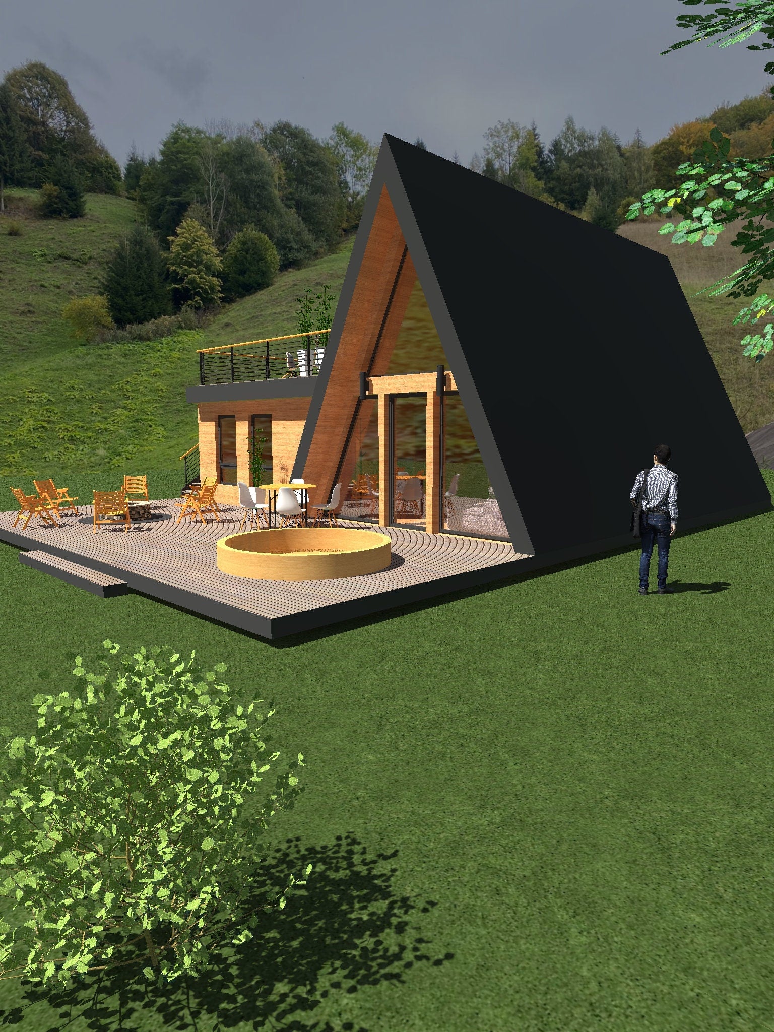 Proiect A Frame - Plan Arhitectura  - 11 x 11 meters