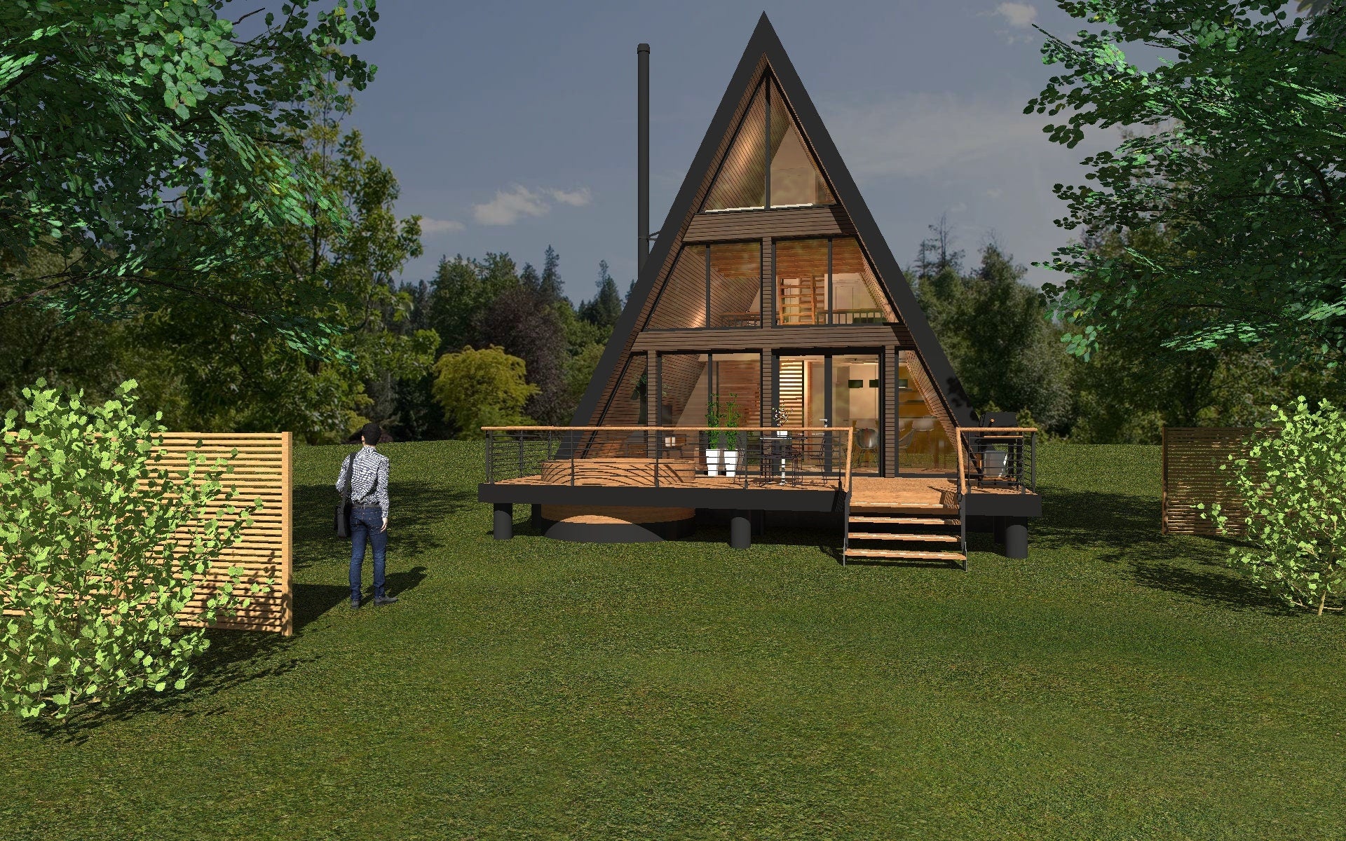 Proiect A Frame  – 3 Dormitoare , 8.2x14m (PDF)