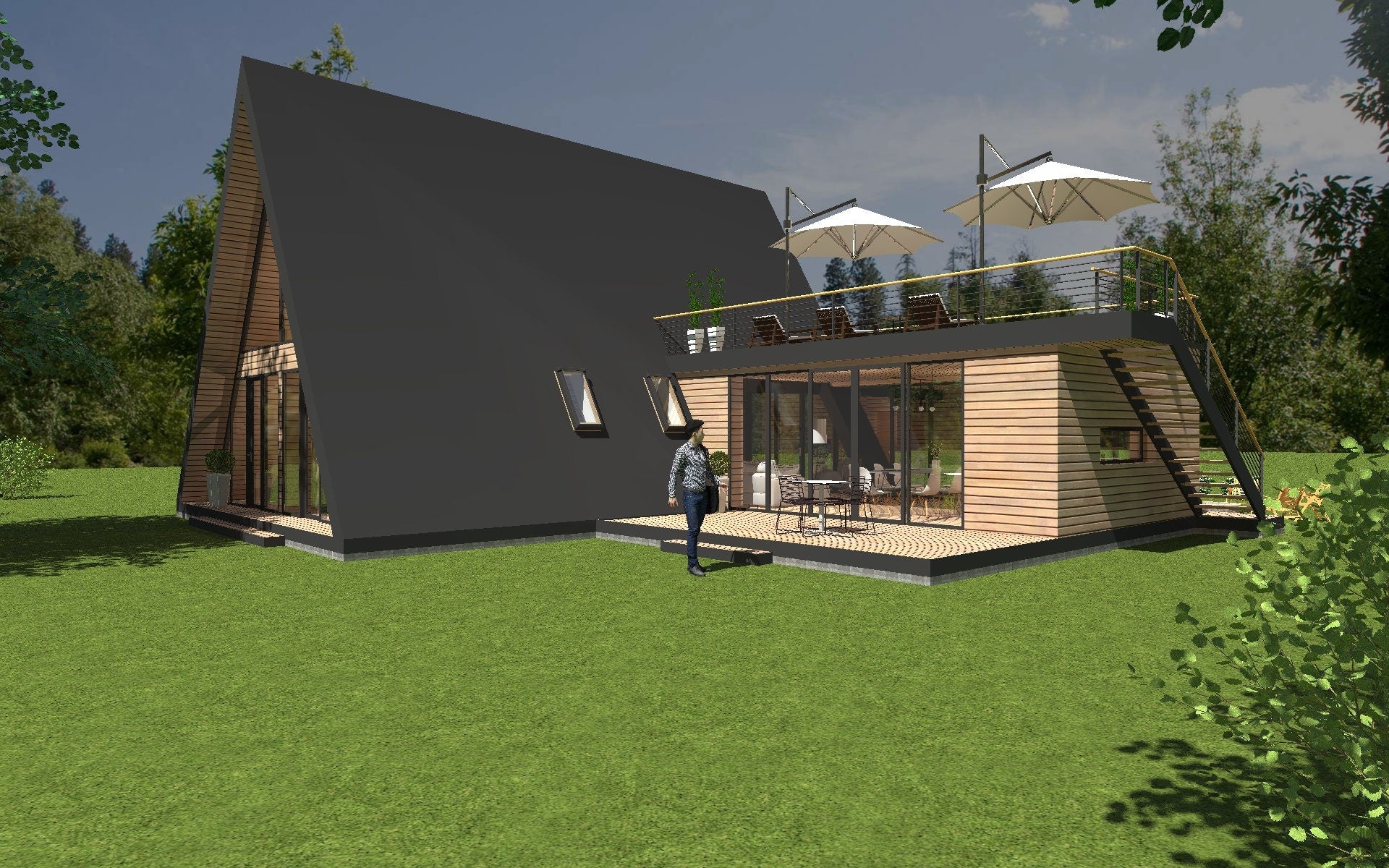 Proiect A Frame  – 15.5 x 13m,  Timber Frame , Plan (PDF )