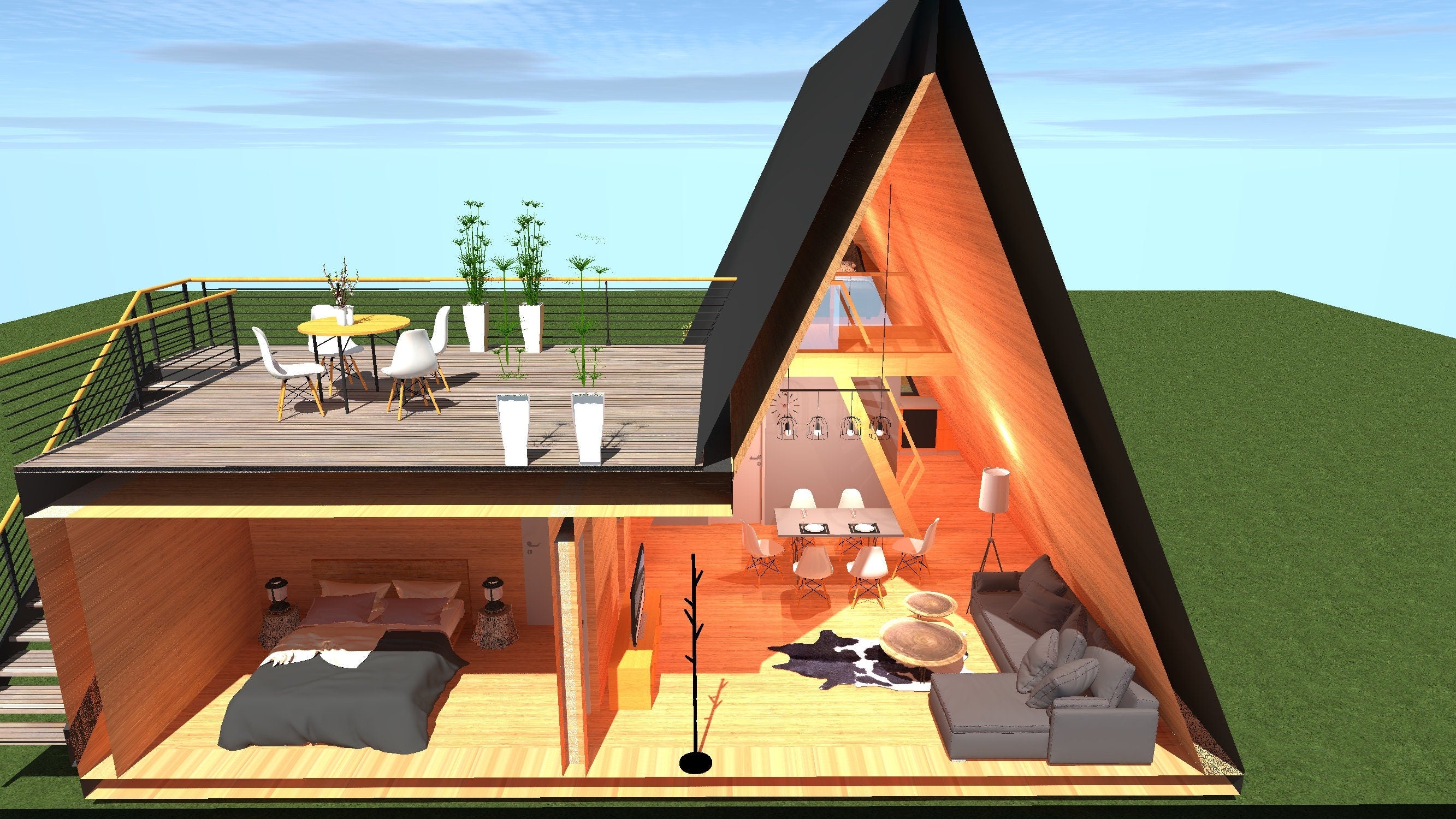 Proiect A Frame - Plan Arhitectura  - 11 x 11 meters