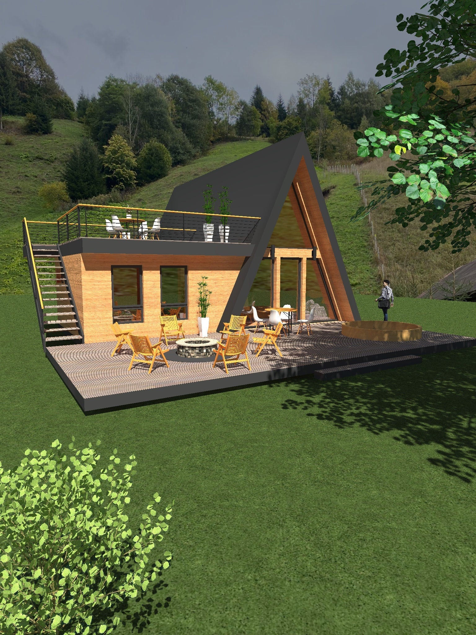 Proiect A Frame - Plan Arhitectura  - 11 x 11 meters