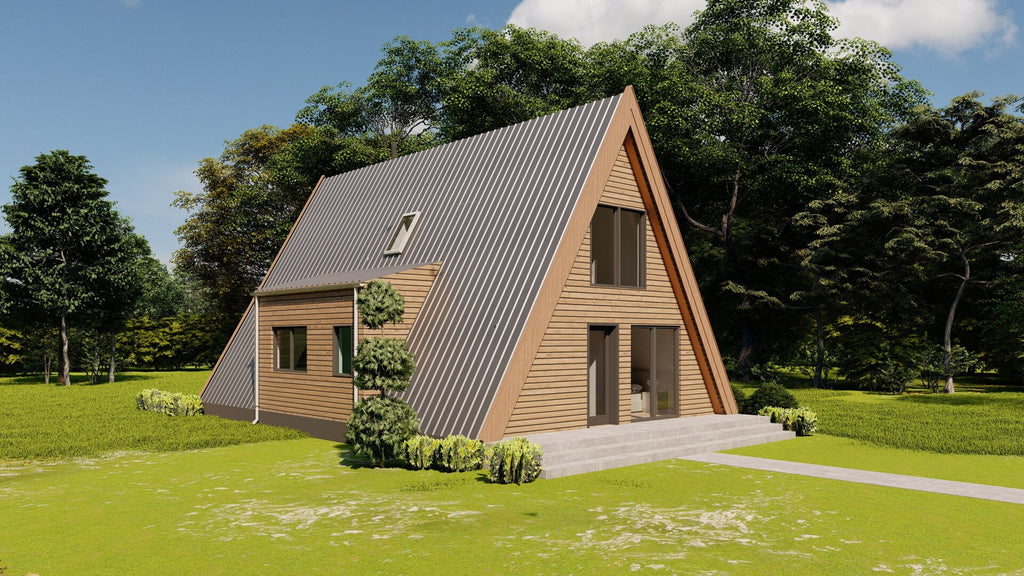 Proiect A Frame – 8x12m -Plan Arhitectura, Structura, Lista materiale