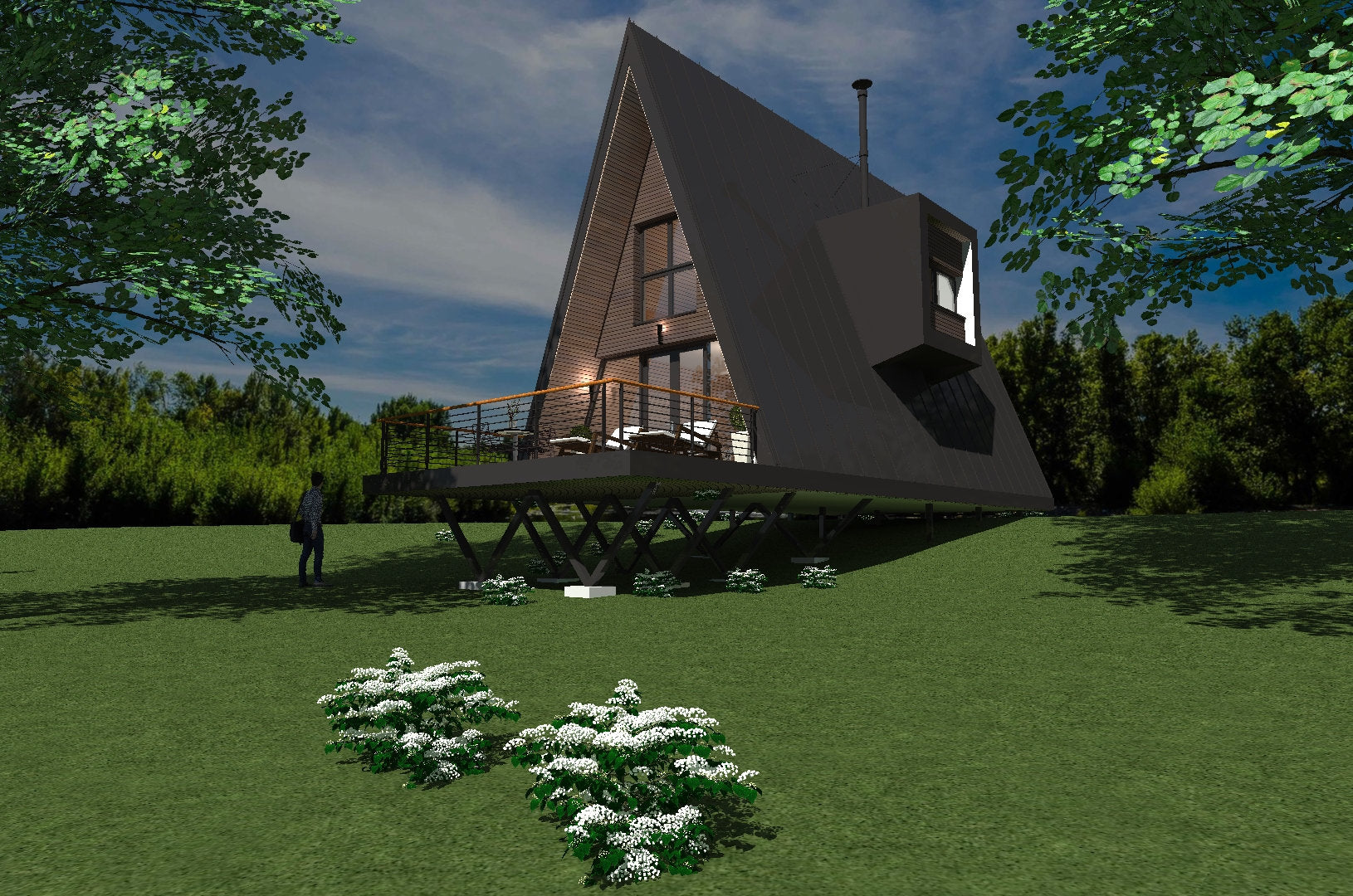 Proiect A Frame  – 6x11.5m - 2 dormitoare