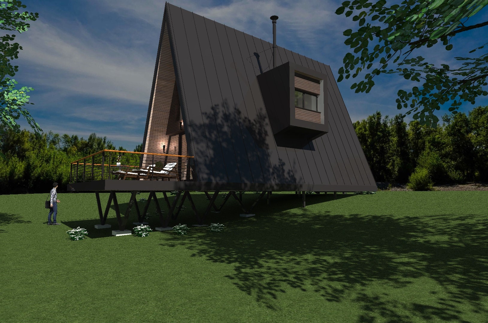 Proiect A Frame  – 6x11.5m - 2 dormitoare