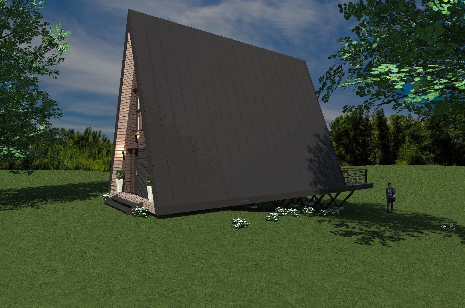 Proiect A Frame  – 6x11.5m - 2 dormitoare