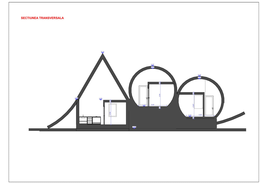Proiect A Frame - plan arhitectura (model 2 cilindrii)