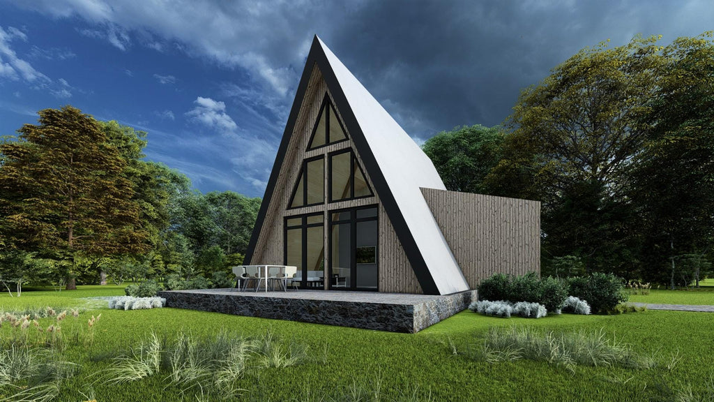 Modern A-Frame House Plans | 80m 2-Bedroom Cabin Blueprint (PDF)