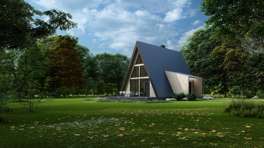 Modern A-Frame House Plans | 80m 2-Bedroom Cabin Blueprint (PDF)
