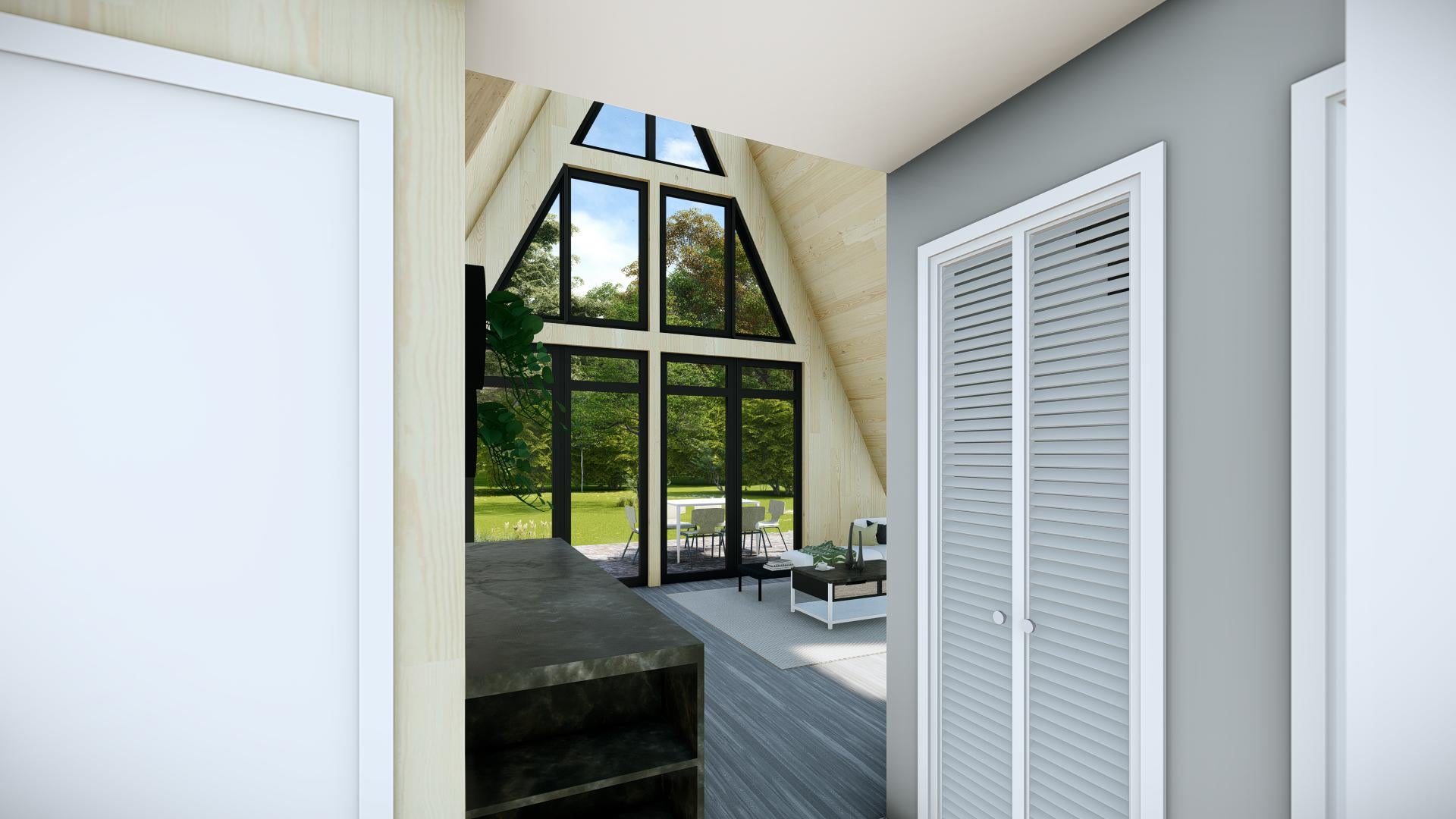 Modern A-Frame House Plans | 80m 2-Bedroom Cabin Blueprint (PDF)