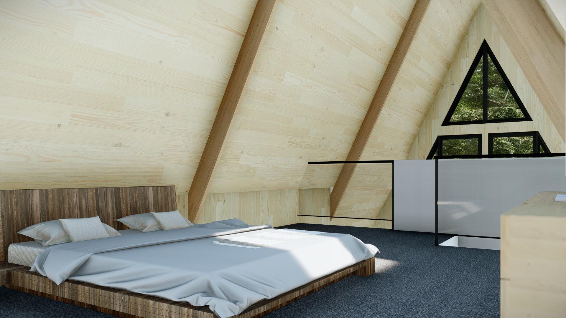 Modern A-Frame House Plans | 80m 2-Bedroom Cabin Blueprint (PDF)