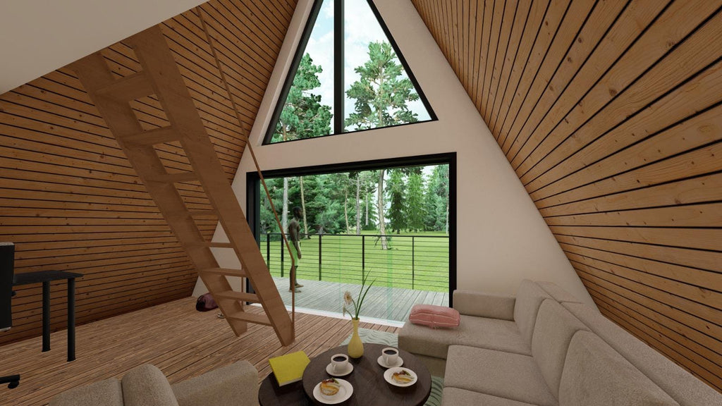 Modern A-Frame House Plans: 44 sqm Loft Cabin Design (Digital Download)