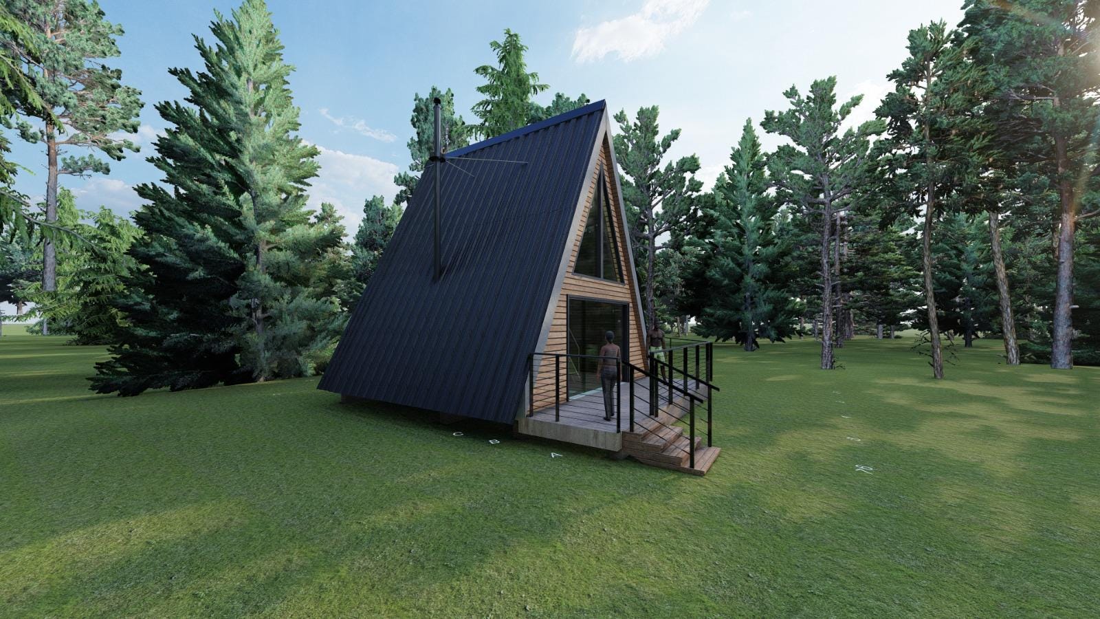 Modern A-Frame House Plans: 44 sqm Loft Cabin Design (Digital Download)
