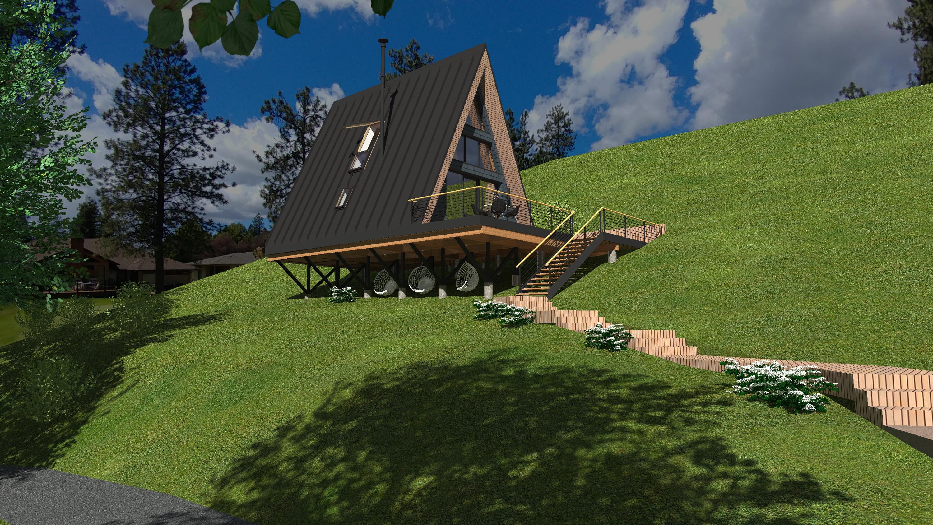 Modern A-Frame House Plans: 80 sqm Luxury Cabin, Tiny Home Construction (PDF, DWG)