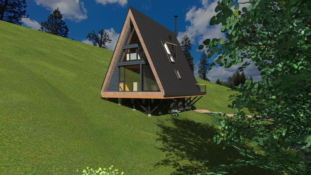 Modern A-Frame House Plans: 80 sqm Luxury Cabin, Tiny Home Construction (PDF, DWG)