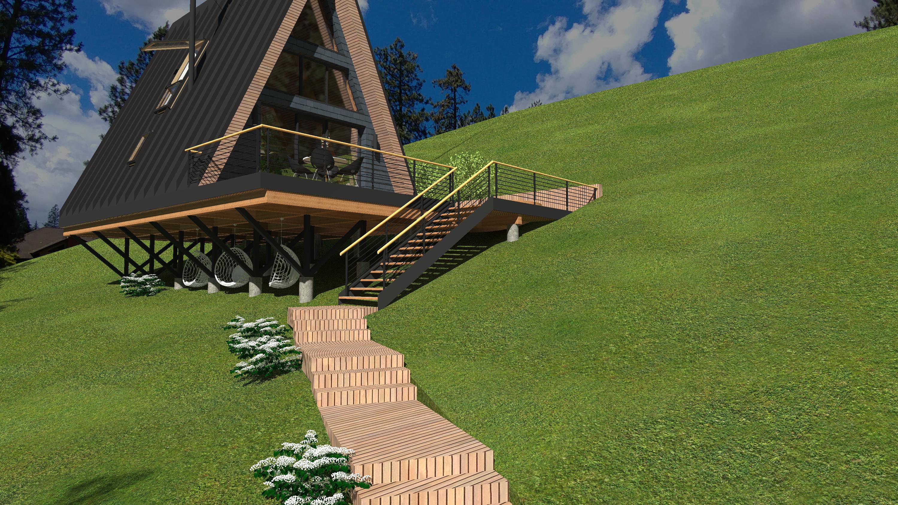 Modern A-Frame House Plans: 80 sqm Luxury Cabin, Tiny Home Construction (PDF, DWG)