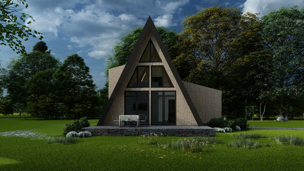 Modern A-Frame House Plans | 80m 2-Bedroom Cabin Blueprint (PDF)