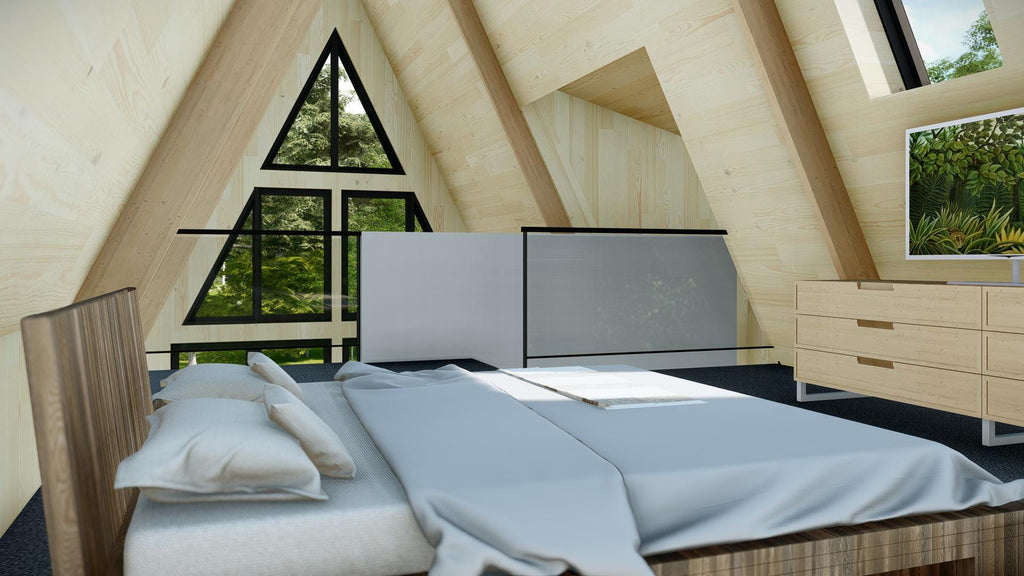 Modern A-Frame House Plans | 80m 2-Bedroom Cabin Blueprint (PDF)