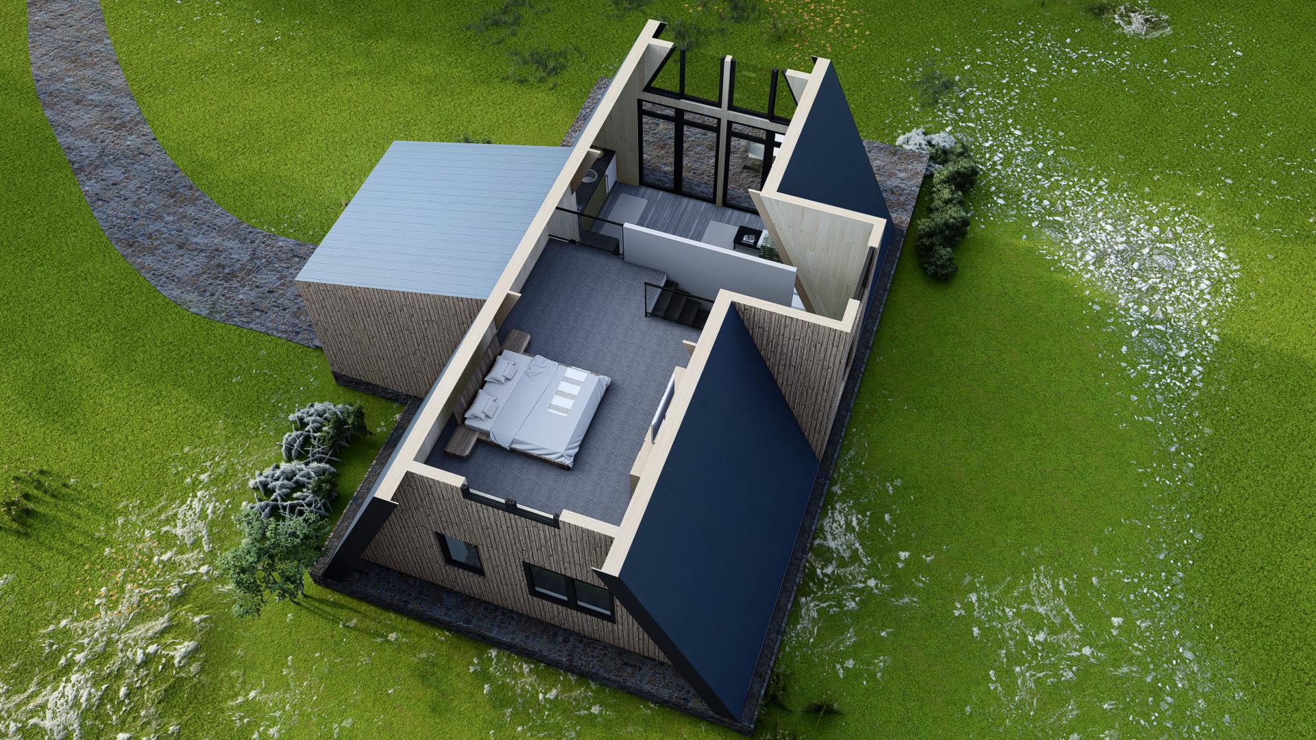 Modern A-Frame House Plans | 80m 2-Bedroom Cabin Blueprint (PDF)
