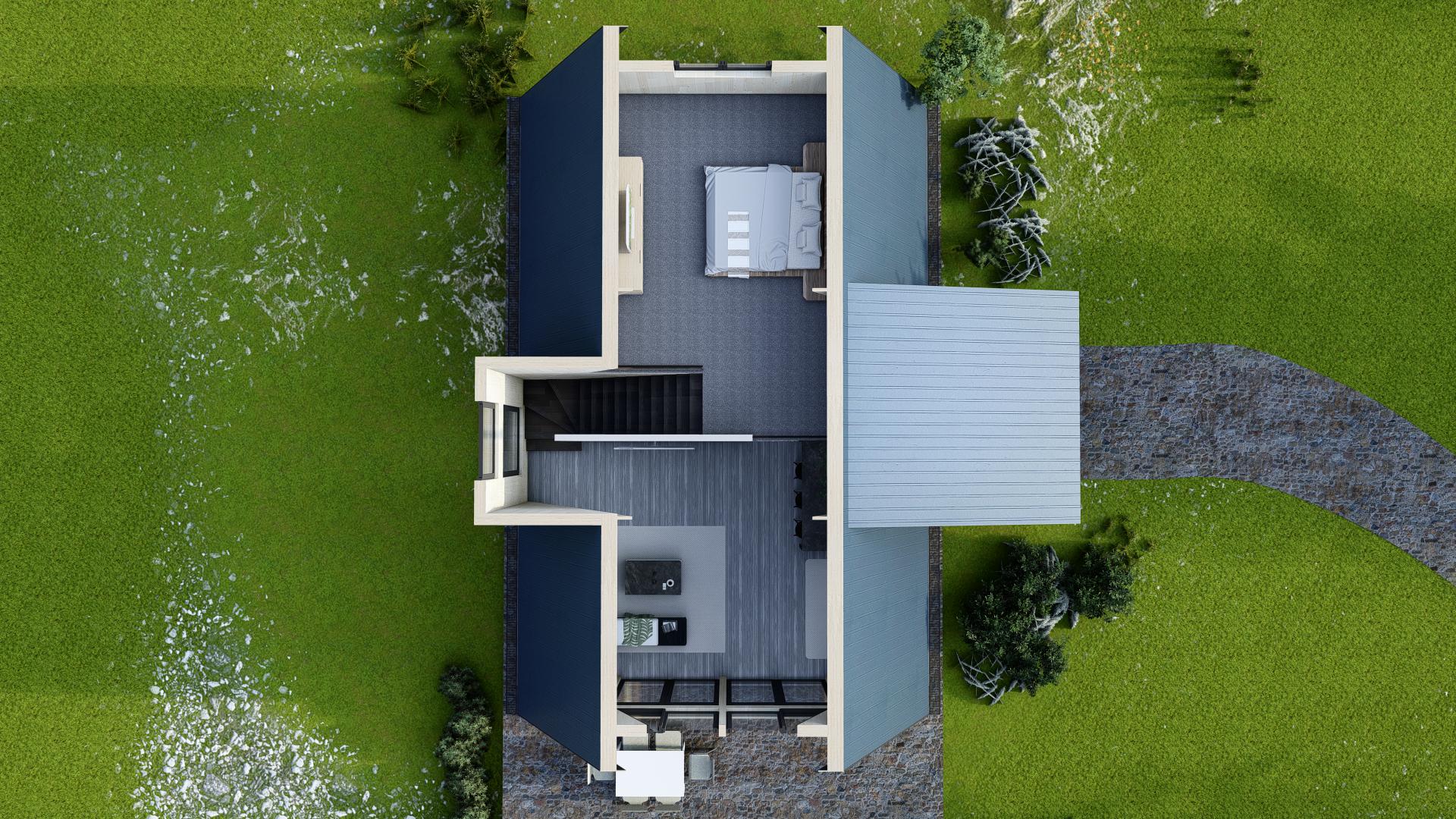Modern A-Frame House Plans | 80m 2-Bedroom Cabin Blueprint (PDF)