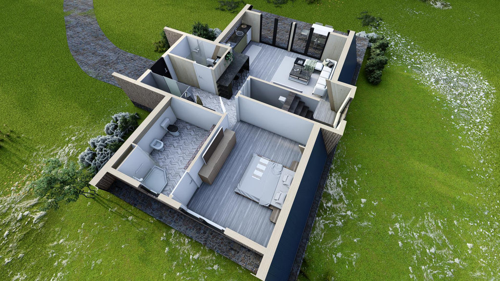 Modern A-Frame House Plans | 80m 2-Bedroom Cabin Blueprint (PDF)