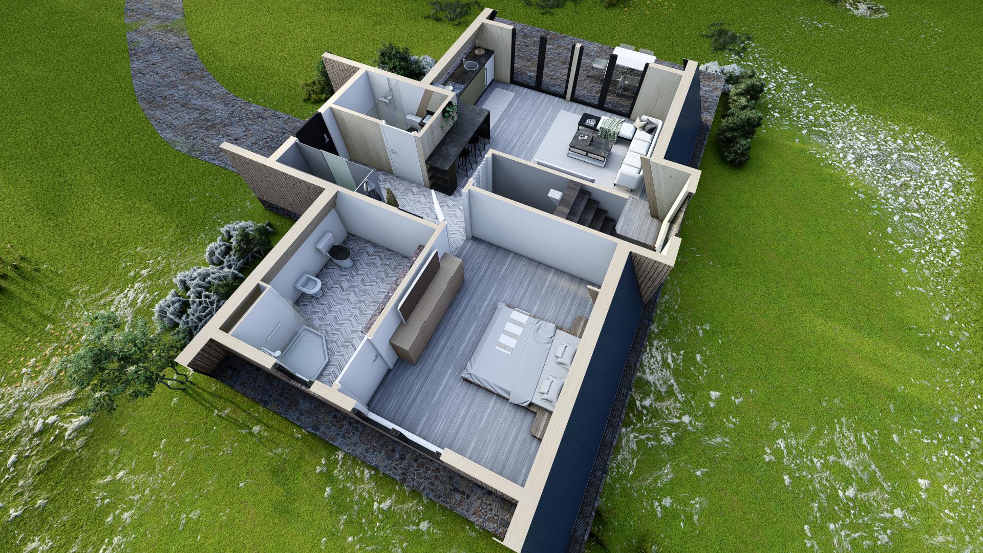 Modern A-Frame House Plans | 80m 2-Bedroom Cabin Blueprint (PDF)