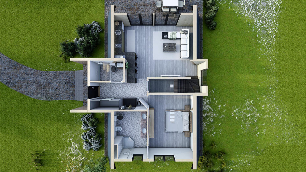 Modern A-Frame House Plans | 80m 2-Bedroom Cabin Blueprint (PDF)