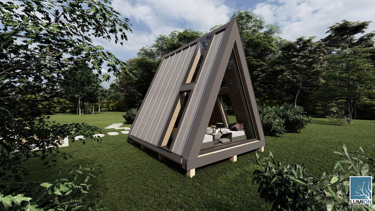 Tiny A-Frame Cabin Plan Compact Guest House or Garden Office