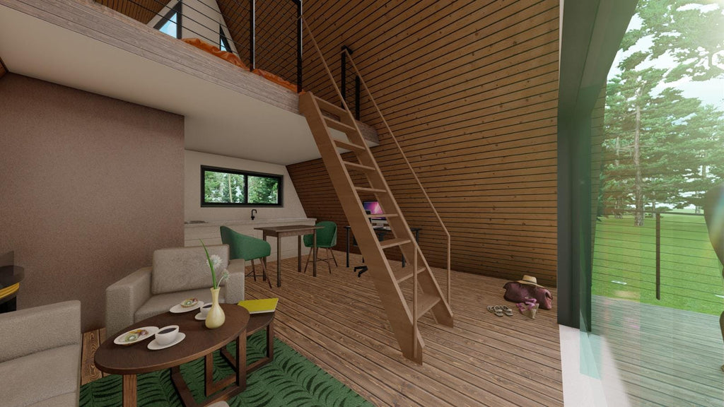 Modern A-Frame House Plans: 44 sqm Loft Cabin Design (Digital Download)