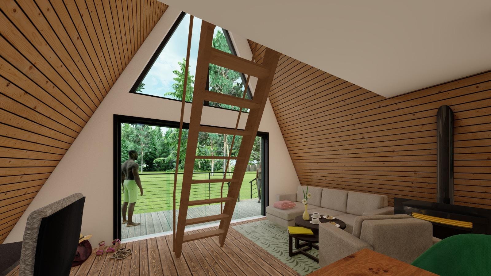 Modern A-Frame House Plans: 44 sqm Loft Cabin Design (Digital Download)