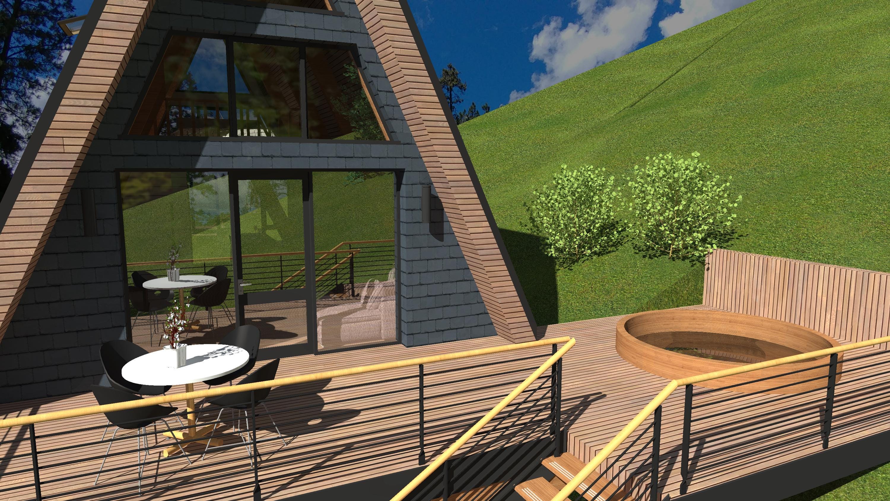 Modern A-Frame House Plans: 80 sqm Luxury Cabin, Tiny Home Construction (PDF, DWG)