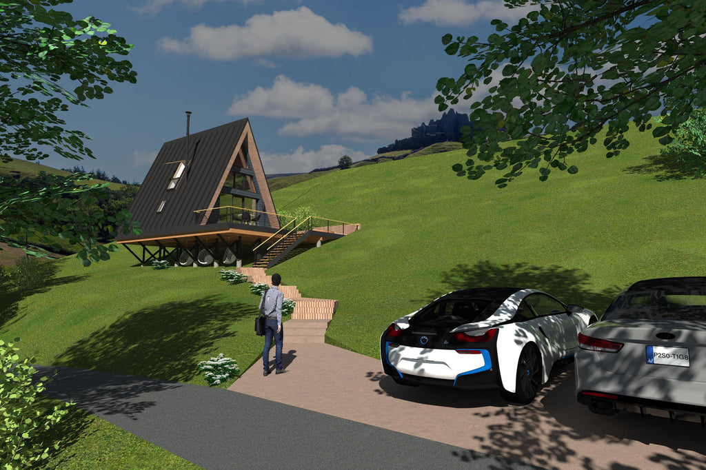 Modern A-Frame House Plans: 80 sqm Luxury Cabin, Tiny Home Construction (PDF, DWG)